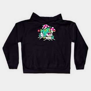 Frog skull and mushrooms Kids Hoodie